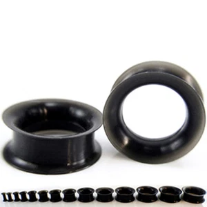 2pc Black Silicone Ear Plug Taper Tunnel Gauge Expander Stretching Kit 6g - 1" - Picture 1 of 2