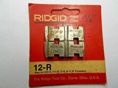 RIDGID 1/4" NPT 12-R PIPE THREADING DIES REVERSIBLE 111-R 11-R 00-R 37815 RED - Image 1 of 4