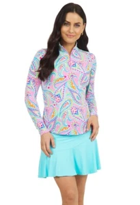 IBKUL Demi Mock Neck Top Size L XL Long Sleeve Shirt Candy Pink Golf Womens NEW - Picture 1 of 2