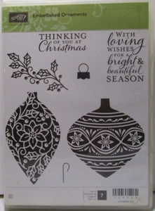 Stampin Up #139759 Embellished Ornaments Set of 7 Cling Stamps - New - Picture 1 of 4