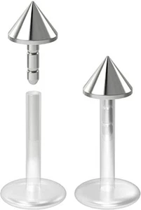 PAR 16G ANILLOS LABIALES PARA MEJILLAS TRAGUS BARBELL CON PICOS BIOFLEX EMPUJE EN LABRET MONROE - Imagen 1 de 2