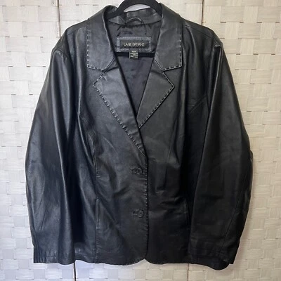 Blazer Lane Bryant Chaqueta de Cuero Negro Botón Frontal Carrera Talla Grande 26/28 Foto 1 de 4