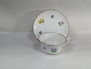 Gustavsberg Benporclain Sweden Hand Painted Poem Flower Buds Cup & Saucer Set EX - Picture 1 of 6