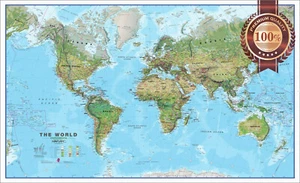 THE WORLD ENVIRONMENTAL GEOGRAPHY ATLAS MAP ROUNDED VIEW PRINT PREMIUM POSTER - Picture 1 of 6