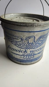 Vintage Fenwick Woodstream Fishing Galvanized Metal Minnow Bucket Floating Bait - Picture 1 of 6