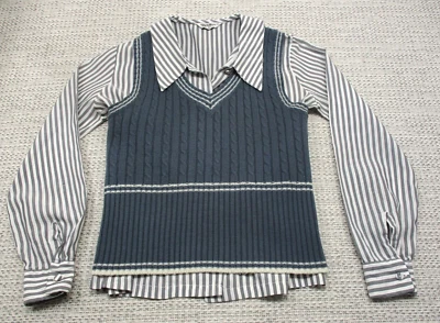 Vintage Ship n Shore Womens Sz 30 Long Sleeve Shirt V Neck Sweater Combo Ocean - Image 1 of 4