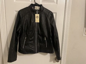 Geschallino Women Faux Leather Casual Short Jacket, Trendy Moto Biker Coat with - Picture 1 of 18