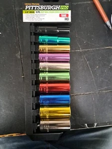 Pittsburg Pro 10 PC 3/8" Drive Deep Wall Color Coded Metric Socket Set - Picture 1 of 2