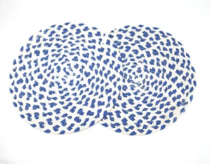 Juego de 2 remaches o agarres tejidos de algodón con diseños estampados (Blue Geo) - Imagen 1 de 1