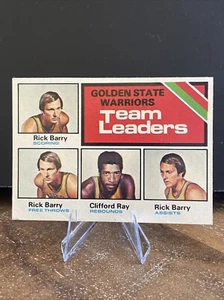 1975-76 Topps #122 Warriors Team Leaders Rick Barry Clifford Ray.  Ottime condizioni - Foto 1 di 2