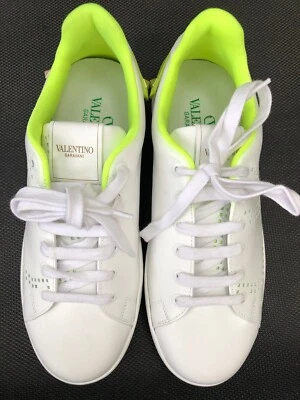 Nuevo Valentino Zapatillas Traseras Perforadas Cuero Encaje Para Mujer EU 38 Blanco Lima Foto 1 de 4