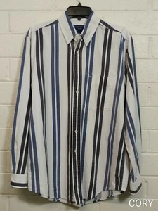Men's CAMBRIDGE CLASSICS STRIPED SHIRT Size M Button down Long Sleeve 100%cotton - Picture 1 of 8