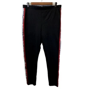 Tommy Jeans Leggings Mujer Cintura 34" Negro Rayas Laterales Recortados Retro Pantalones RARO - Imagen 1 de 12