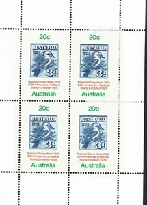 1978 Australian National Stamp Week Mini-Sheet of Four MNH - Picture 1 of 1