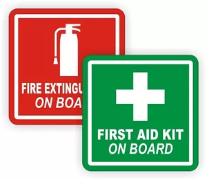 3" Fire Extinguisher | FIrst Aid Kit On Board Vinyl Decals | Stickers Labels - Bild 1 von 1