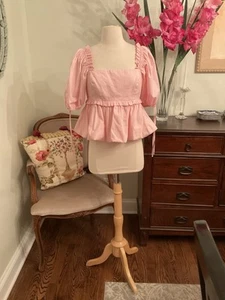 Endless Rose Puffärmel Schößchen Cropped Top Shabby Cocktail zeitlos rosa - Bild 1 von 6