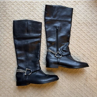 Ralph Lauren Women's Jacqui Tall Riding Boots Equestrian Black Leather Sz7 EUC - Image 1 of 4