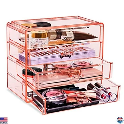 Organizador de Maquillaje Acrílico Sorbus 4 Cajones - Almacenamiento Transparente para Cosméticos y Joyería Foto 1 de 4