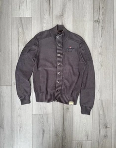 Napapijri grey men’s full zip/button up logo details jumper/cardigan Size XL - Picture 1 of 7
