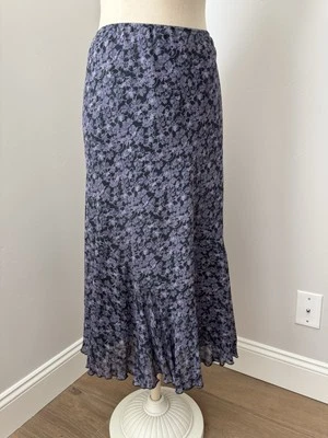 Falda Laura Ashley Floral Púrpura Negra De Colección EE. UU. Talla 14 Foto 1 de 4