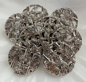 10PC Silver Leave Vines Metal Buttons with Shank 25mm - Picture 1 of 5
