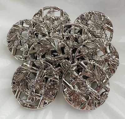 10PC Silver Leave Vines Metal Buttons with Shank 25mm - Image 1 of 4