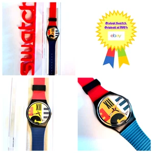 Swatch Gent Nine To Six GB117 1987 Nuovo Vintage Orologio da polso Anni 80 NOS - Imagen 1 de 10