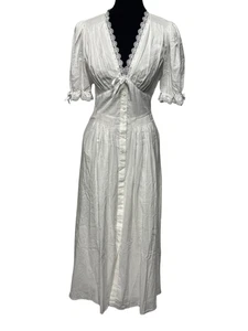 Vestido Reformation Ketra para mujer talla 4 marfil/blanco encaje ribete abotonado nuevo con etiquetas - Imagen 1 de 7