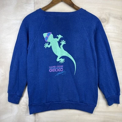 Vintage Gecko Hang Loose Hawaii Crewneck Surf Sweatshirt Youth Sz 14/16 - Image 1 of 4