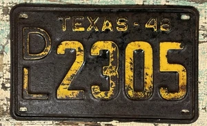 Old 48 TX. Hot Rod Rat Rod Vintage 1948 Texas Automobile license Plate DL 2305 - Picture 1 of 2