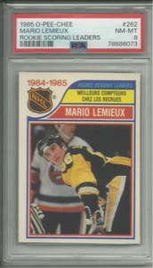 1985-86 OPC O-PEE-CHEE MARIO LEMIEUX RC ROOKIE SCORING LEADERS #262 GRADED PSA 8 - Bild 1 von 2