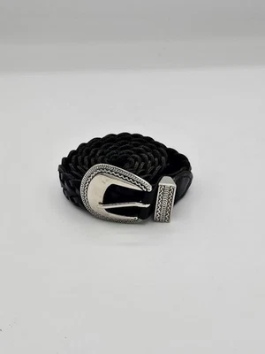 Genuine Braided Leather Black Belt Size XXL 46" - Image 1 of 4