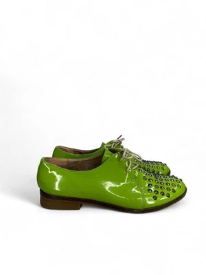 Refresh Women’s Lime Green Patent Leather Studded Oxford Shoes Bold Size 8.5 - Image 1 of 4