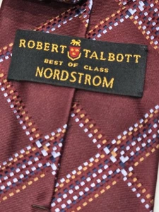 ROBERT TALBOTT Hand Sewn USA Dress Tie Men's Silk Burgundy Multicolor Designs - Picture 1 of 8