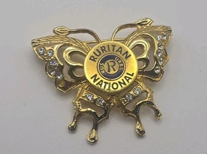 Broche prendedor mariposa tono dorado firmado (leer) Ruritan National URBS RUS de colección - Imagen 1 de 7