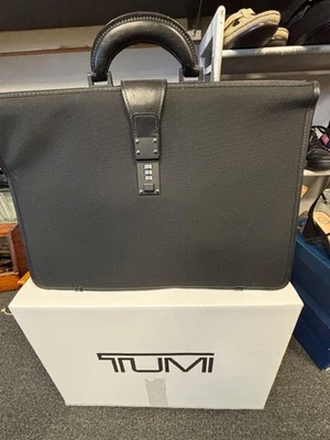 black briefcase attache canvas and leather tumi brand new - Image 1 of 4
