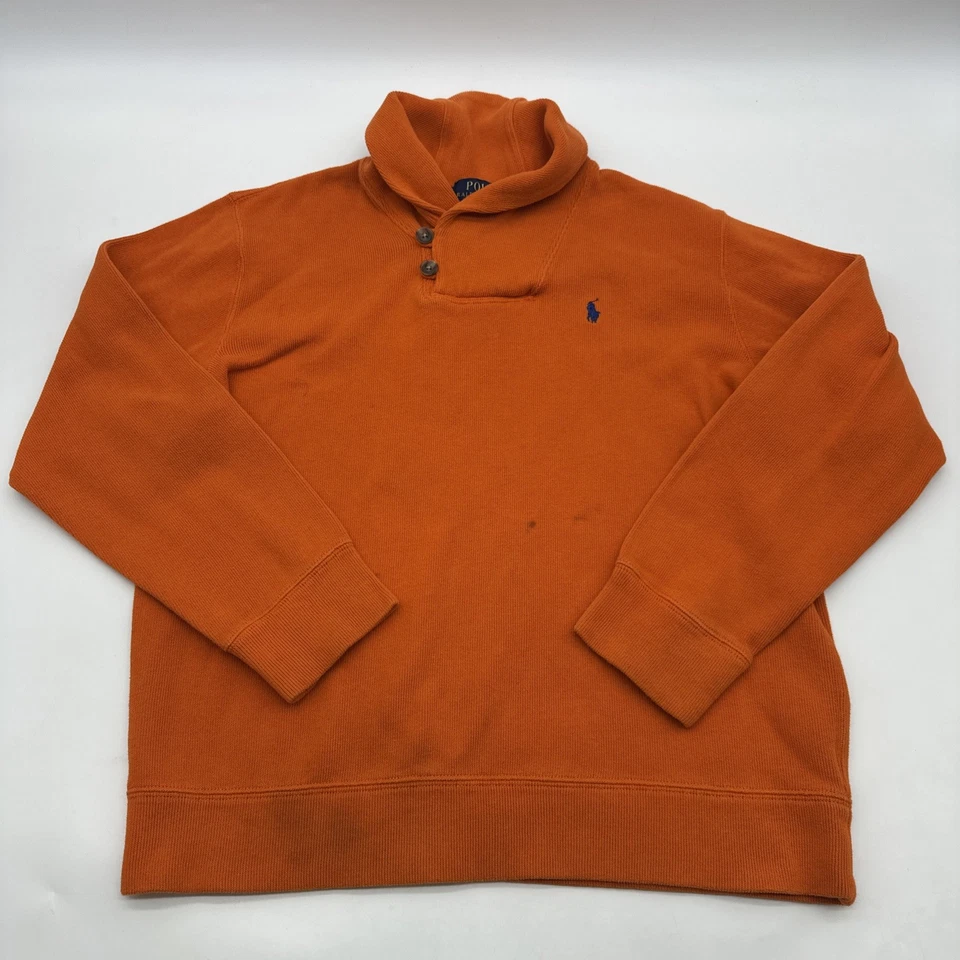 Polo Ralph Lauren Sweater Youth Boys  L 14-16 Orange Logo Embroidered .#37049 - Image 1 of 4