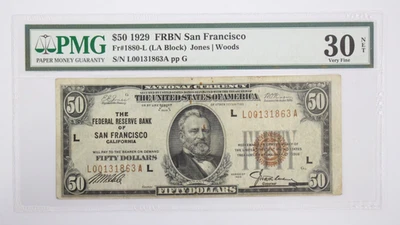 1929 $50 Federal Reserve Note San Francisco PMG 30 - Image 1 of 2