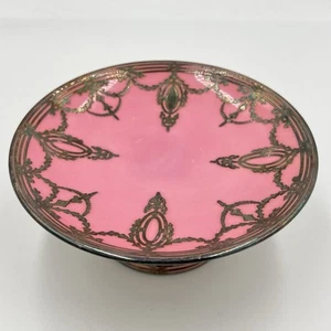 Antique Lenox Sterling Overlay Pink Cake Plate Bailey Banks & Biddle - Picture 1 of 8