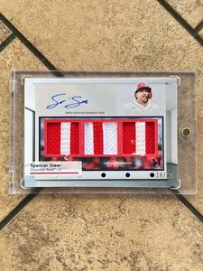 Spencer Steer 2024 Topps Museum Collection Game Used Triple Patch Auto /20 Reds - Picture 1 of 2