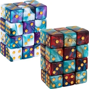 48 PCS 12mm Marble Polyhedral D6 Dice Square Corner 6 Sided Dice MTG Dice Set... - Picture 1 of 6