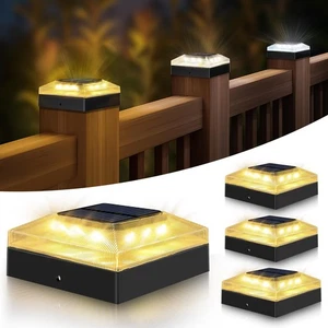 4x4 Solar Post Cap Lights Outdoor – 4 Pack Fence Post Light with 3 Color Mode... - Picture 1 of 8