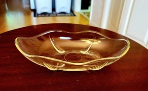 Vtg Mid-Cent Anchor Hocking Swedish Oval Art Deco Glass Tray Scalloped Edge - Picture 1 of 4