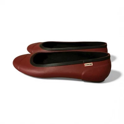 HUNTER женщин красный водонепроницаемый оригинальный тур круглый носок скольжения на балетки 5 - Изображение 1 из 3