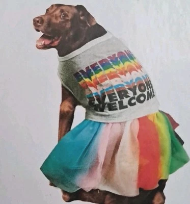 Vestido Orgullo Perro Arco Iris Talla XL hasta 100 libras "Todos Bienvenidos" LGBTQ Nuevo Foto 1 de 3