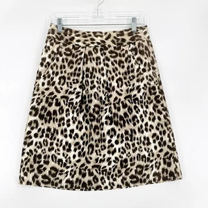 Banana Republic Women's Skirt Size 0 Leopard Animal Print 100% Silk Brown Safari - Picture 1 of 11