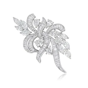 Baguette, Pear & Marquise Brilliant Cut 8.69CT Cubic Zirconia Cluster Brooch Pin - Picture 1 of 3
