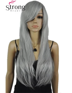 StrongBeauty Capas Largas Rectas Plata Gris Sintético Disfraz Peluca Cosplay Peluca - Imagen 1 de 16