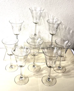Juego de 8 copas de cristal de agua/vino diseño de flores regalo de boda 1935 - Imagen 1 de 7