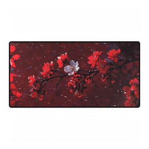 Floral Aesthetic Desk Mats, Red Lily Design - Picture 1 of 13
